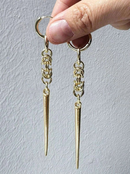 Gold Spiked Drop Earrings