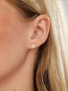 Gold Flower Screw Stud Earrings