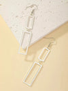 Silver Rectangle Drop Earrings