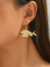 Vintage Golden Piranha Fish Drop Earrings
