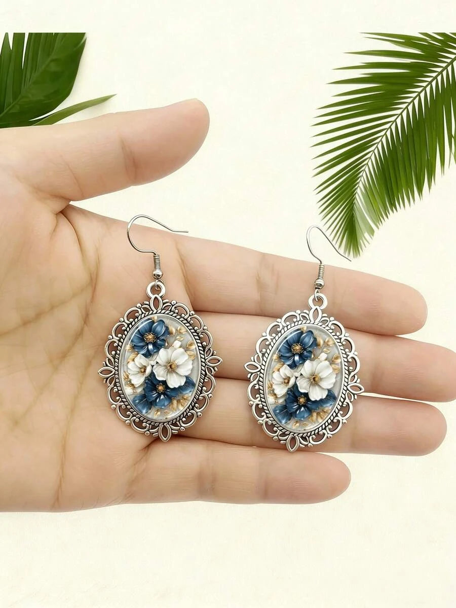 Vintage Floral Teardrop Earrings