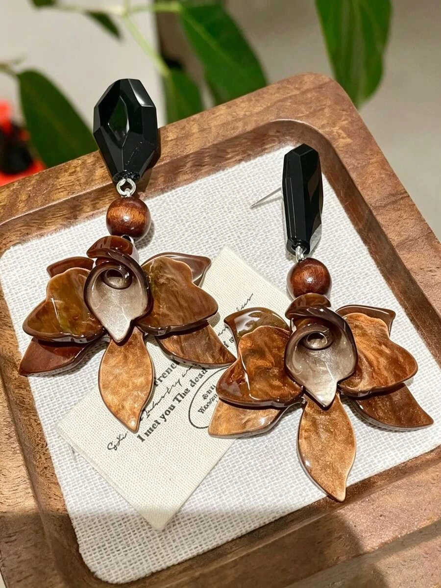 Vintage Floral Acrylic Earrings