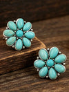 Vintage Western Turquoise Flower Ear Studs