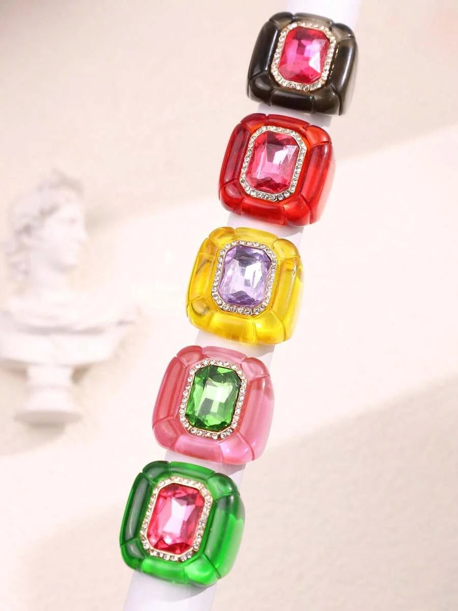 Colorful Asymmetrical Bubble Resin Ring
