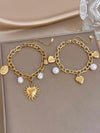 Golden Faux Pearl Heart Bracelet Set