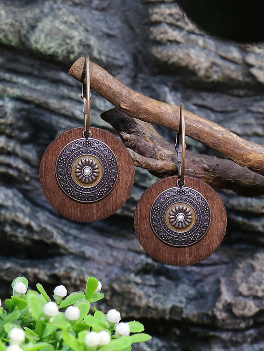 Bohemian Bronze Round Drop Earrings