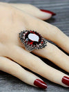 Retro Oval Red Garnet Ring