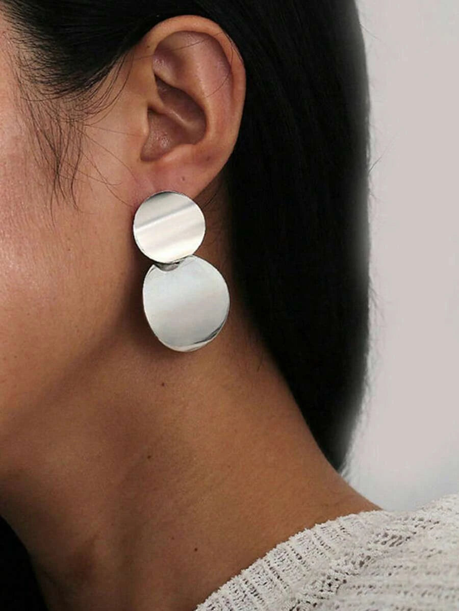 Retro Fashion Metal Round Disc Earrings
