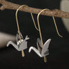 Bohemian Origami Crane Drop Earrings
