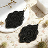 Wooden Lace Pattern Carved Pendant Earrings