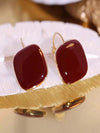 Red French Vintage Geometric Square Earring