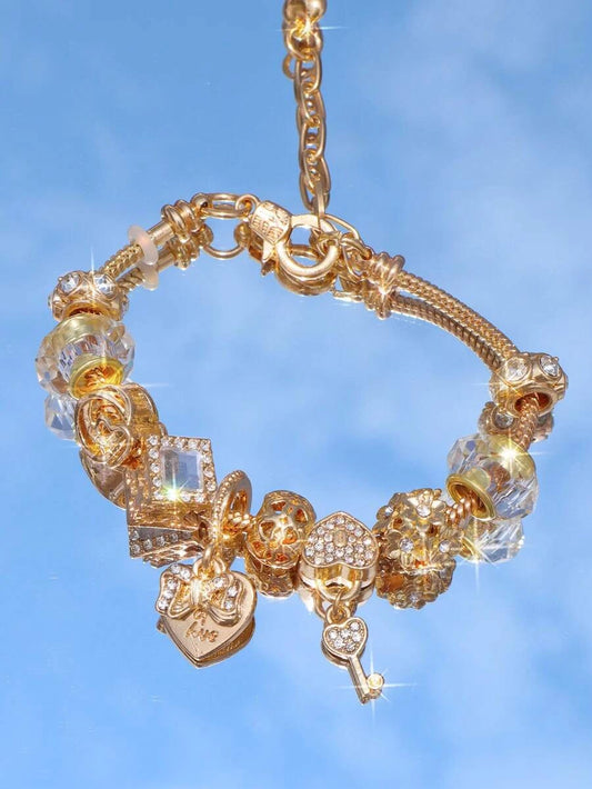 Vintage Heart Lock Key Bracelet