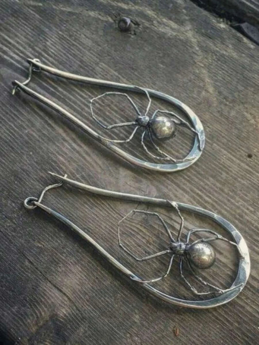 Vintage Copper Spider Earrings