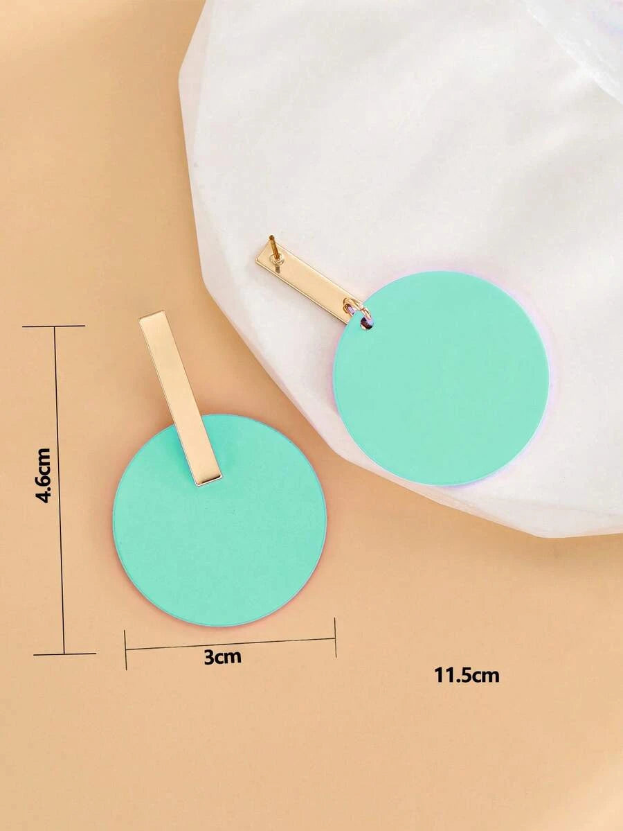 Geometric Enamel Circle Stud Earrings