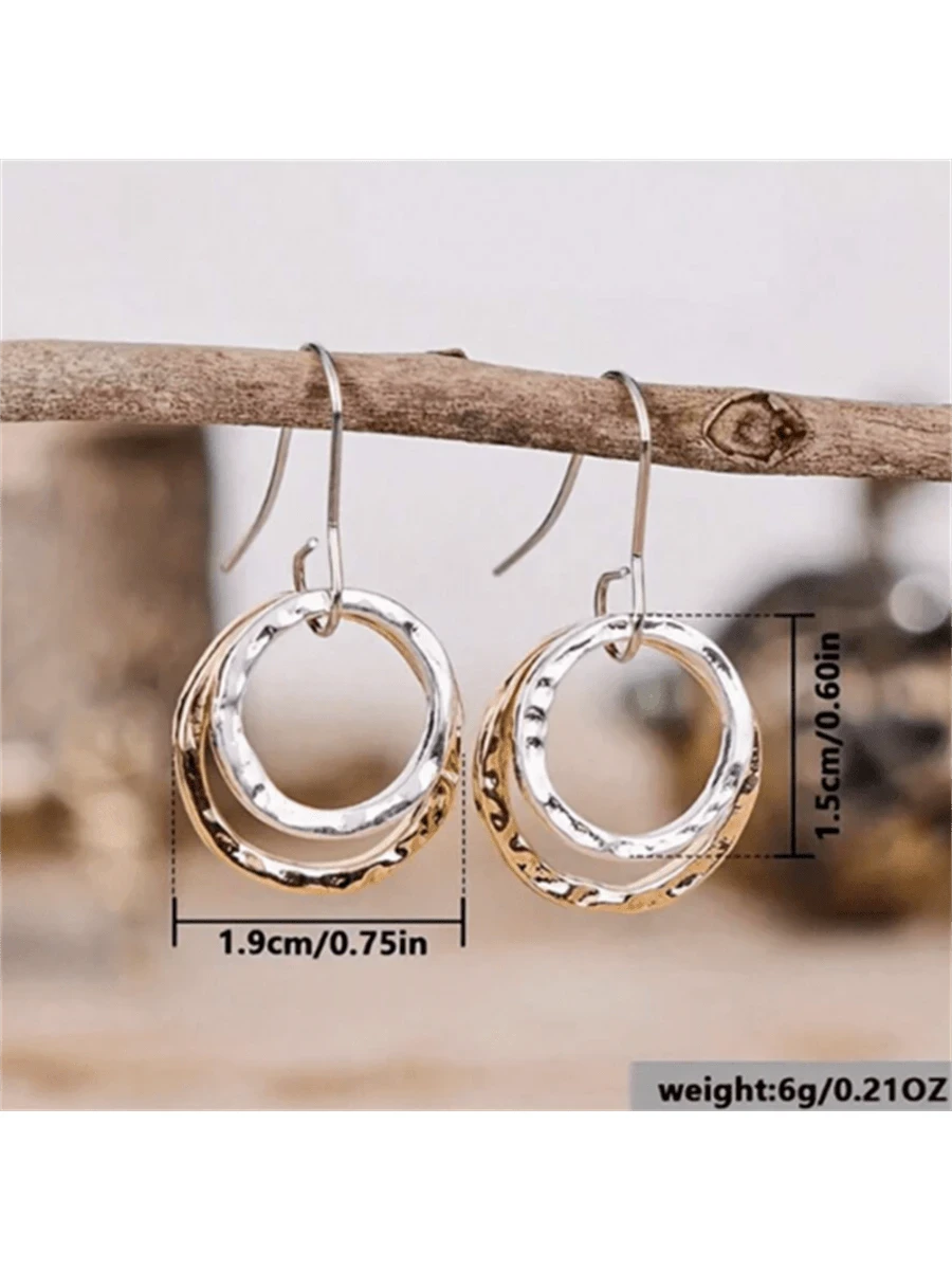 Bohemian Vintage Hollow Round Pendant Earrings