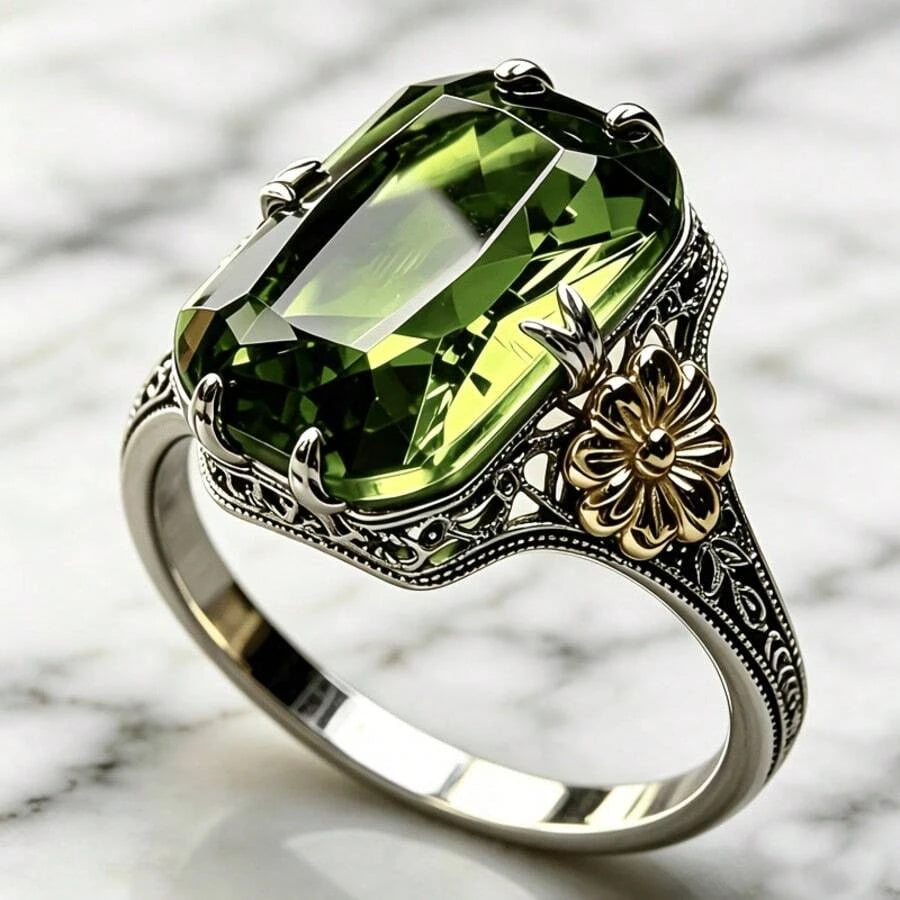 Vintage Green Cubic Zirconia Ring
