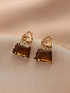 Retro Minimalist Trapezoid Crystal Earrings