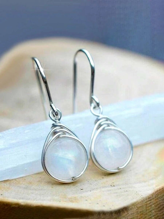 Vintage White Stone Drop Earrings