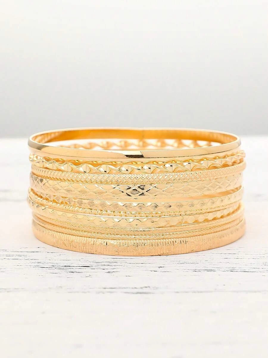 Bohemian Textured Bangle Bracelet Set