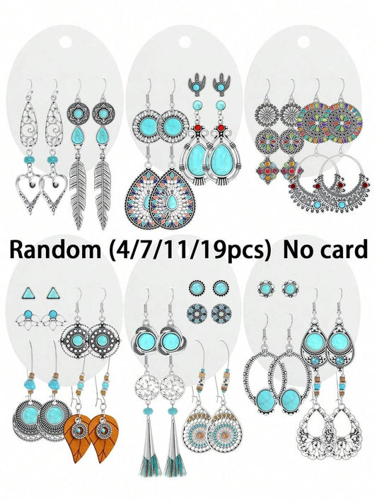 Bohemian Vintage Turquoise Earring Set