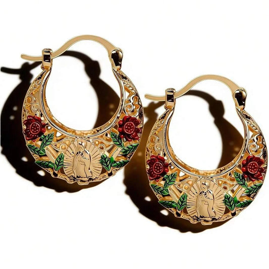 Vintage Virgin Mary Filigree Earrings