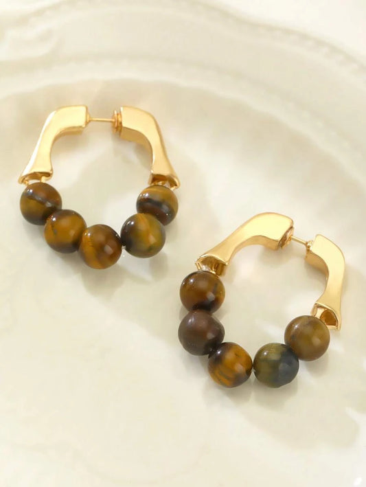 Vintage Western Bead Hoop Earrings