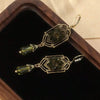 Vintage Water Drop Green Cubic Zirconia Earrings
