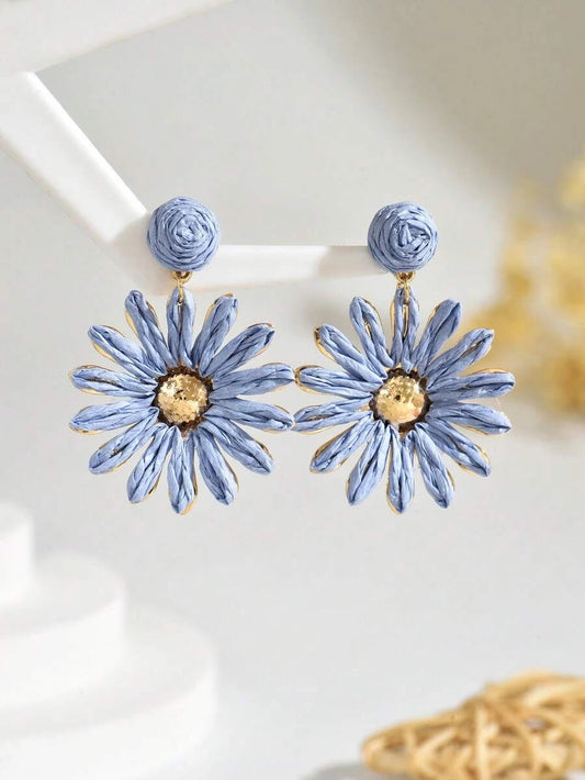 Handmade Raffia Sunflower Earrings