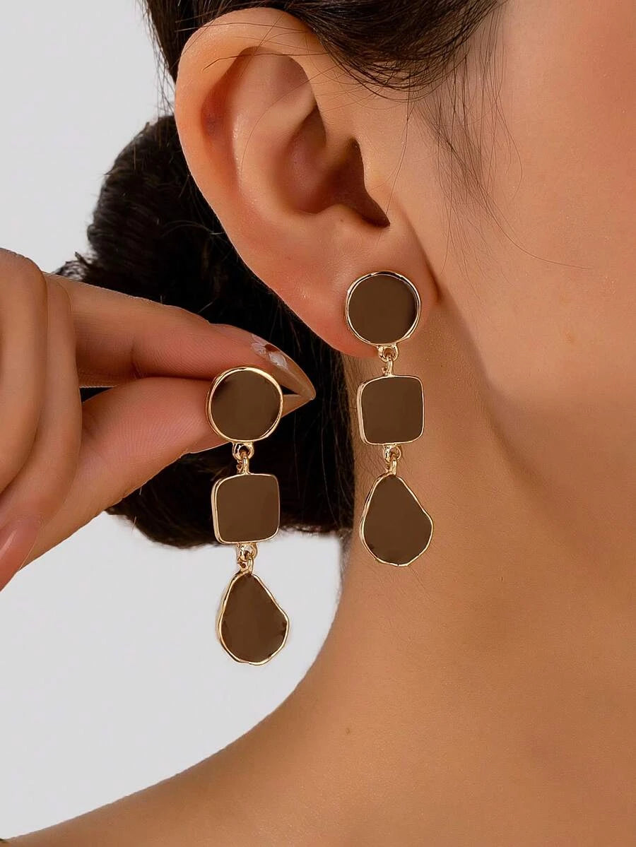 Vintage Geometric Asymmetrical Drop Earrings