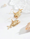 Vintage Golden Piranha Fish Drop Earrings