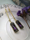 Retro Bronze Crystal Long Earrings