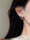 French Faux Pearl Glass Stud Earrings