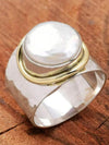 Vintage Silver Faux Pearl Ring