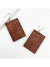 Retro Wooden Square Pendant Earrings