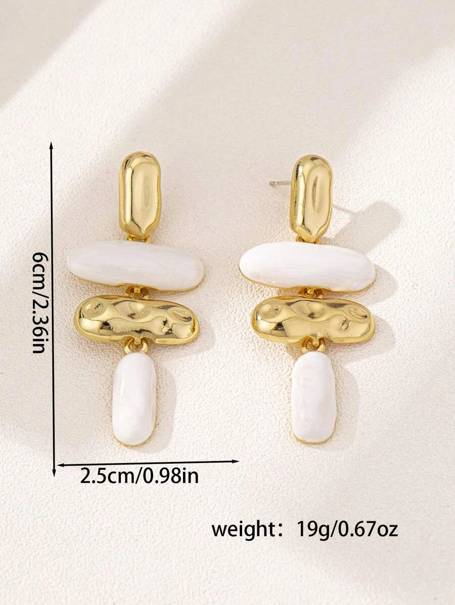 Exaggerated Asymmetric Geometric Enamel Dangle Earrings
