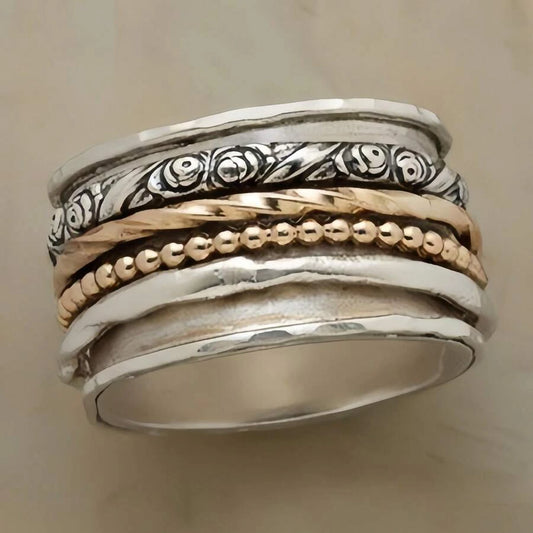Vintage Bohemian Hammered Wide Ring