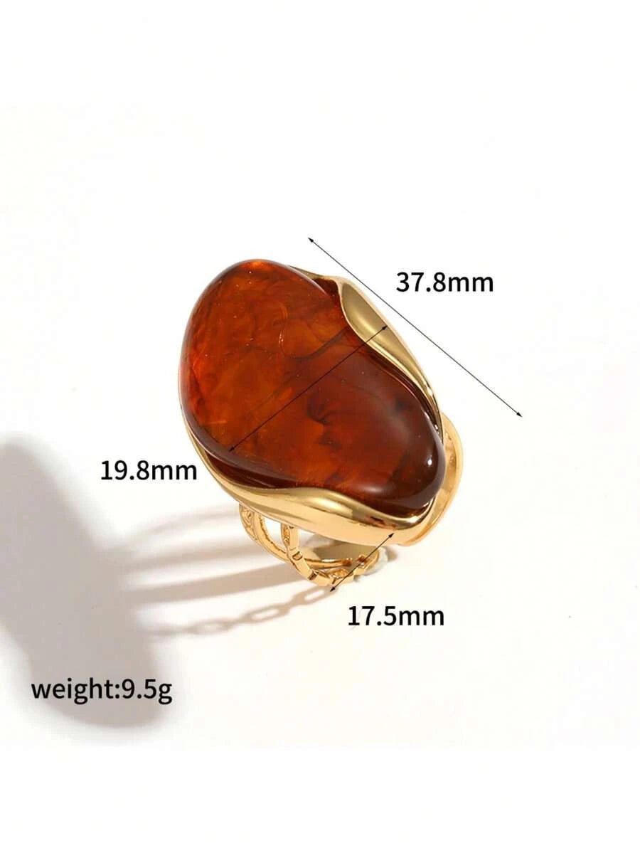 Gold Plated Geometric Resin Ring