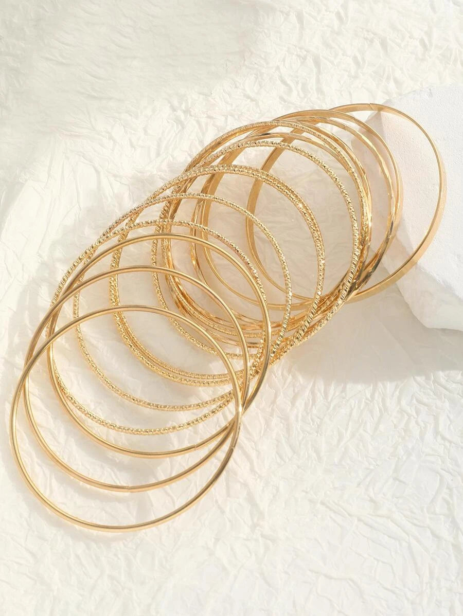 Bohemian Textured Bangle Bracelet Set