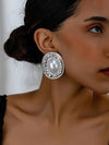 Geometric Textured Pearl Drop Earrings