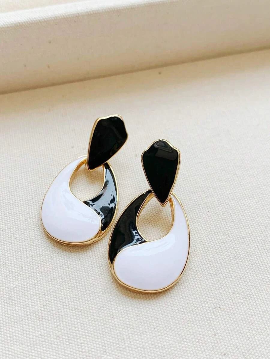 Two Tone Drop Earrings