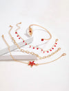 Minimalist Alloy Flower Tassel Bracelet Set
