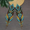 Geometric Beaded Tassel Earrings