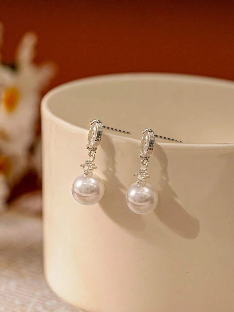 Gold Plated Pearl Bridal Earrings
