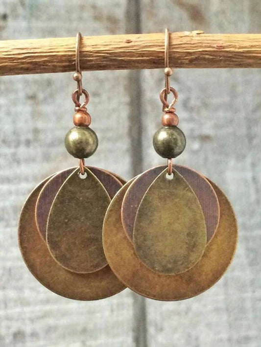 Vintage Bronze Round Hoop Earrings