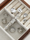 12/6pcs Set Elegant Vintage Delicate Party Style Faux Pearl Ruffle Geometric Metal Rings Set, Geometric Line Design Suitable For Women Daily, Party, Vacation Wear, Versatile Stackable, Perfect Gift For Holidays