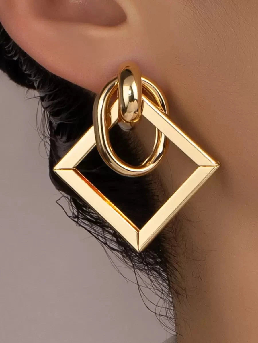Geo Design Gold Earrings