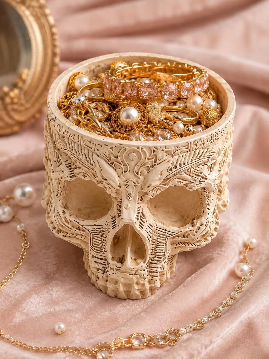 Gothic Resin Skull Jewelry Box
