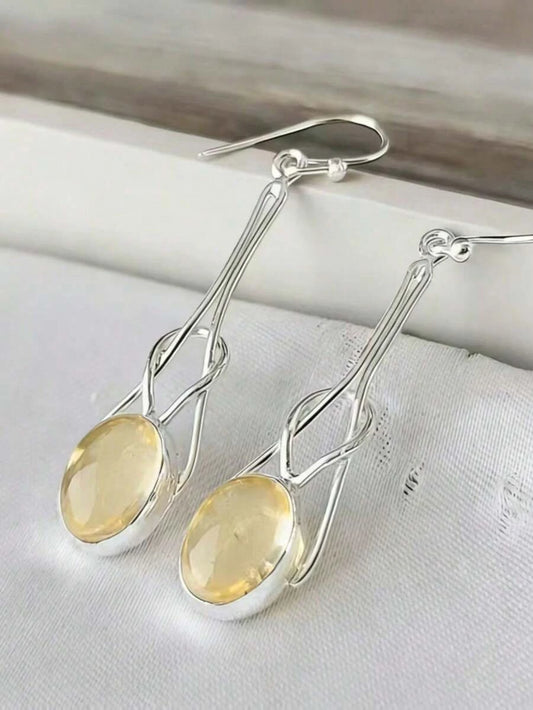Bohemian Yellow Faux Gemstone Pendant Earrings