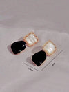 Burgundy Asymmetrical Square Earrings