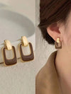 Retro Coffee Square Drop Earrings